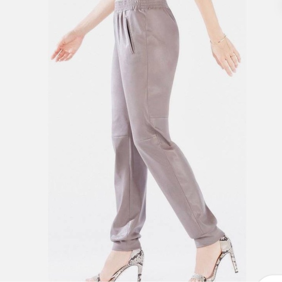 Rare Bcbg Max Azria Sugi Vegan Leather Jogger Pant in Dark Navy Blue - Picture 4 of 6